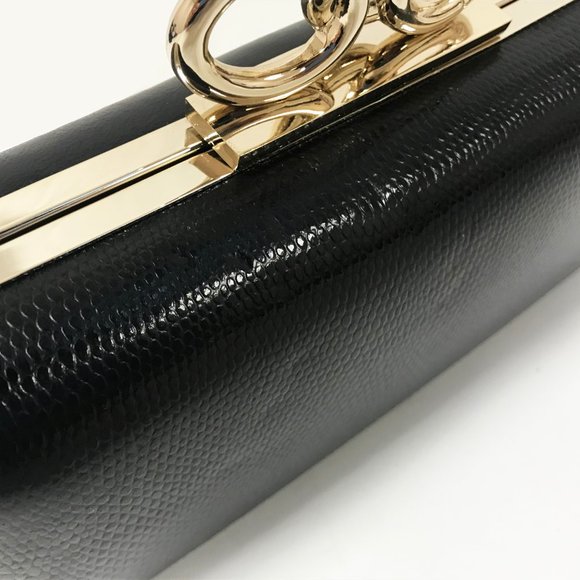 DVF Sutra Embossed Black Clutch - Picture 10 of 11